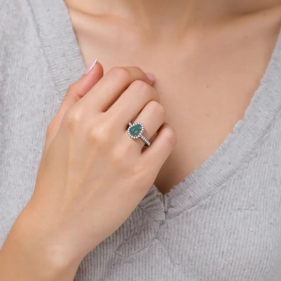 Silver Gourd Jade Ring