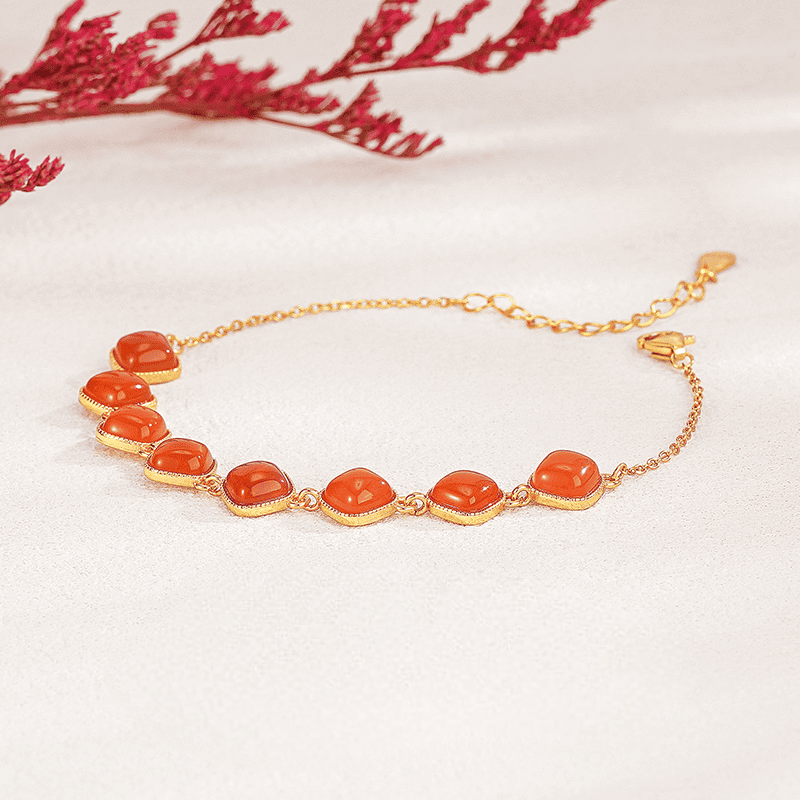 Red Agate Cushion-Cut Bracelet