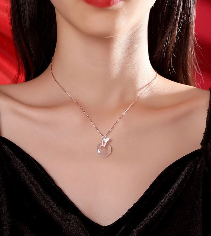 Butterfly Whisper Jade Donut Necklace