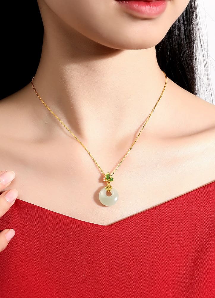 Butterfly & Ruyi Jade Donut Necklace