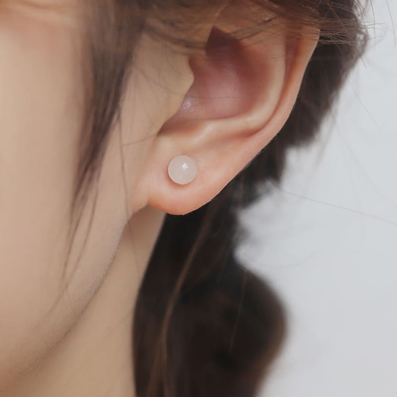 Minimalist Jade Ball Stud Earrings
