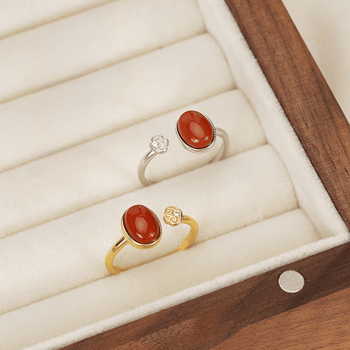 Red Agate Open Ring