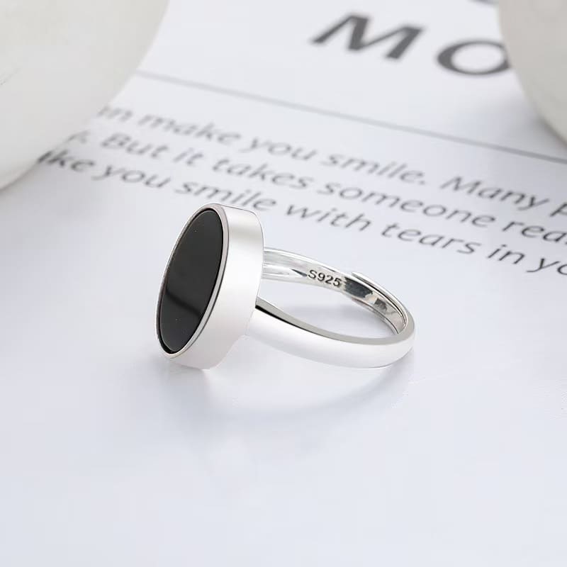 Black Onyx S925 ring the Guardian R0601 - JadeTale