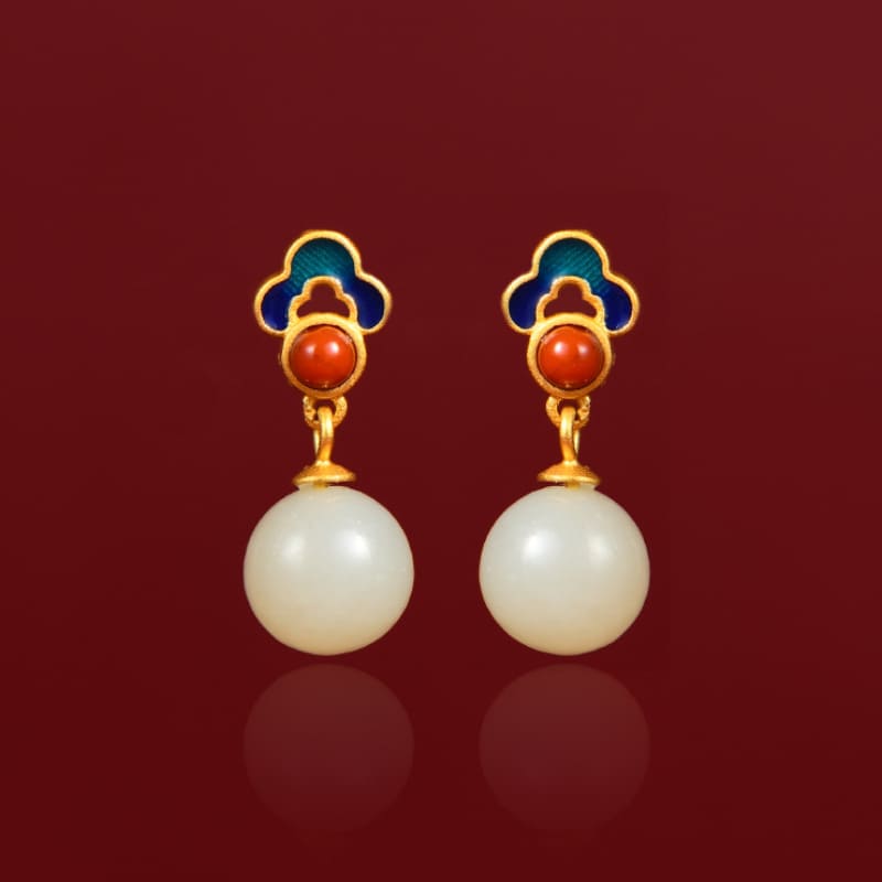 Imperial Cloud & Jade Drop Earrings