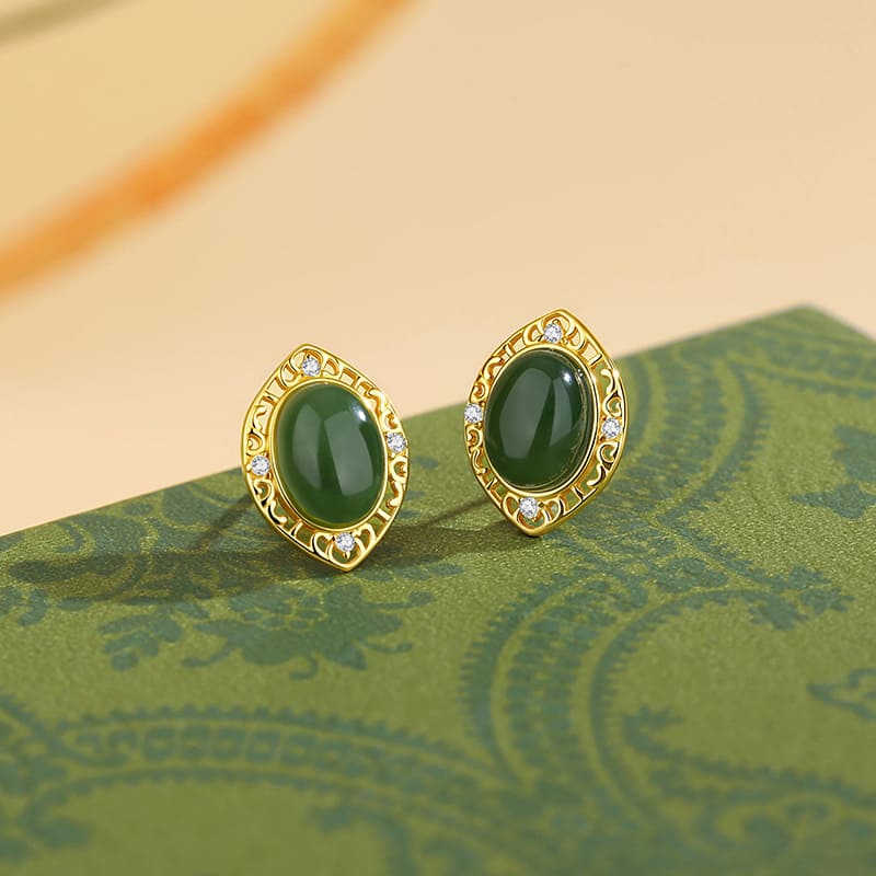 Imperial Jade Marquise Stud Earrings