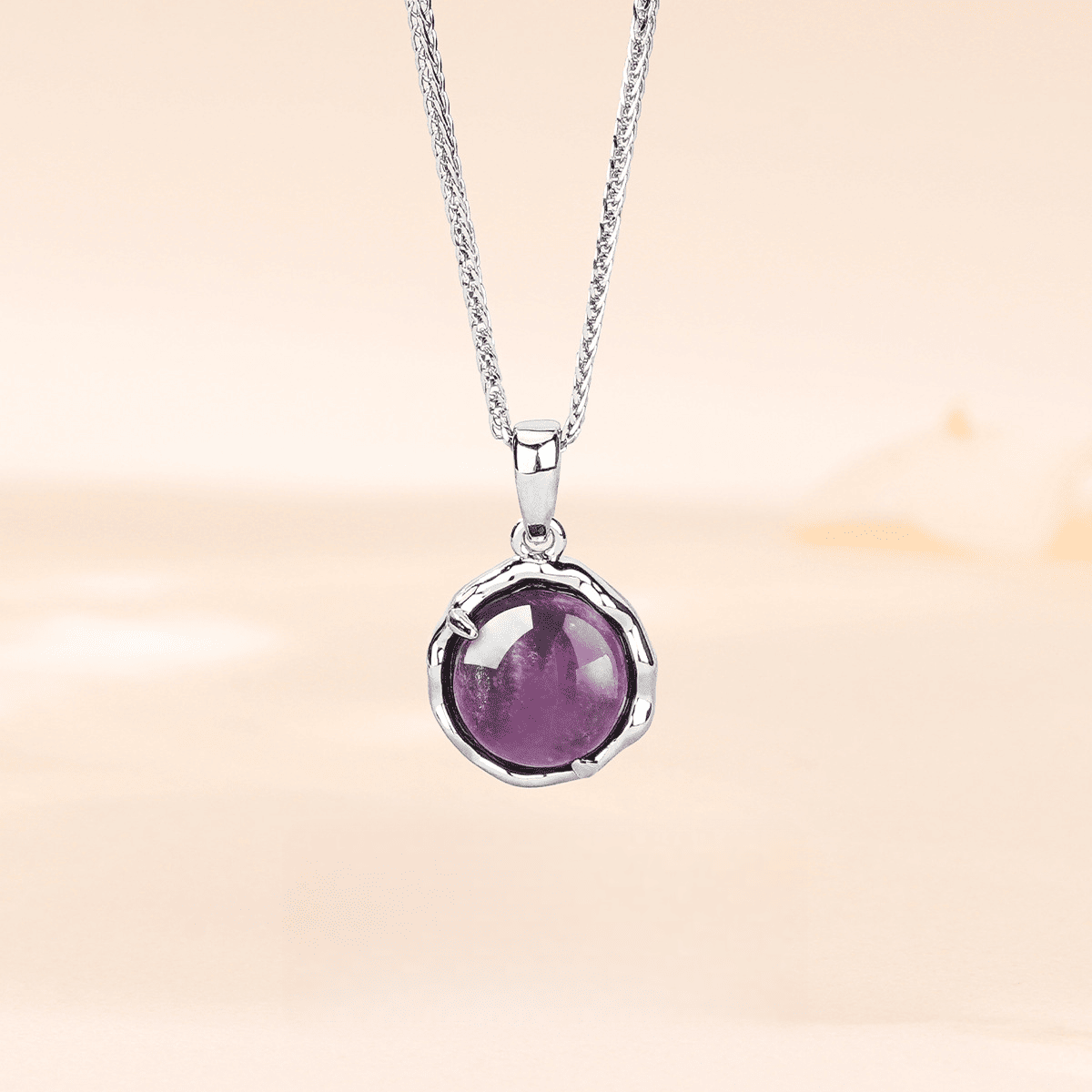 Amethyst Round Pendant Necklace