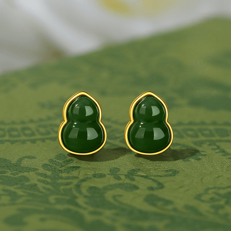 Jade Gourd Blessing Earrings