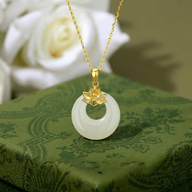 Lotus Serenity Jade Donut Necklace