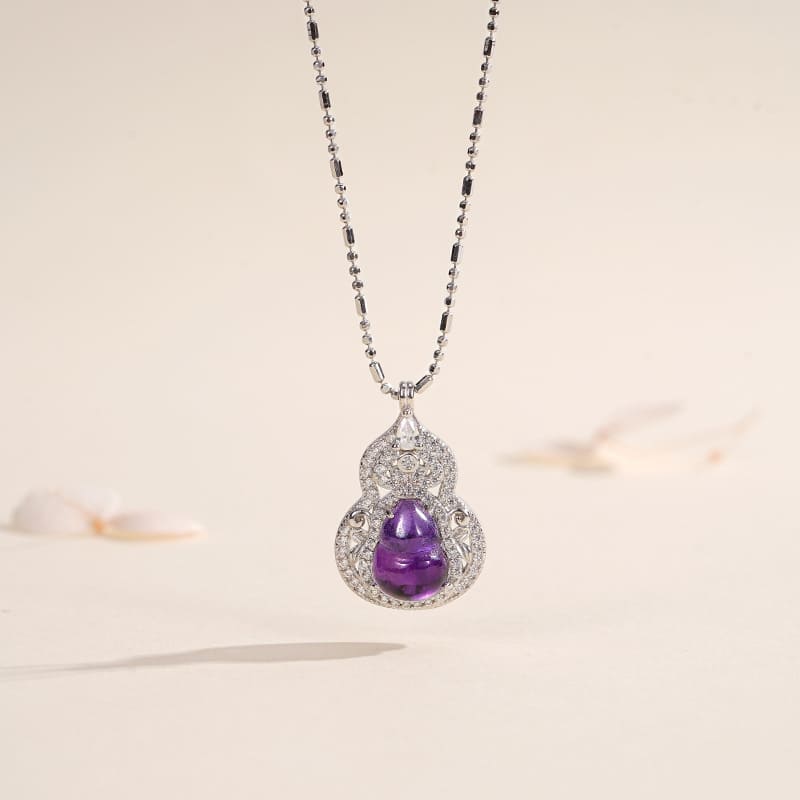 Amethyst Gourd of Fortune Pendant Necklace