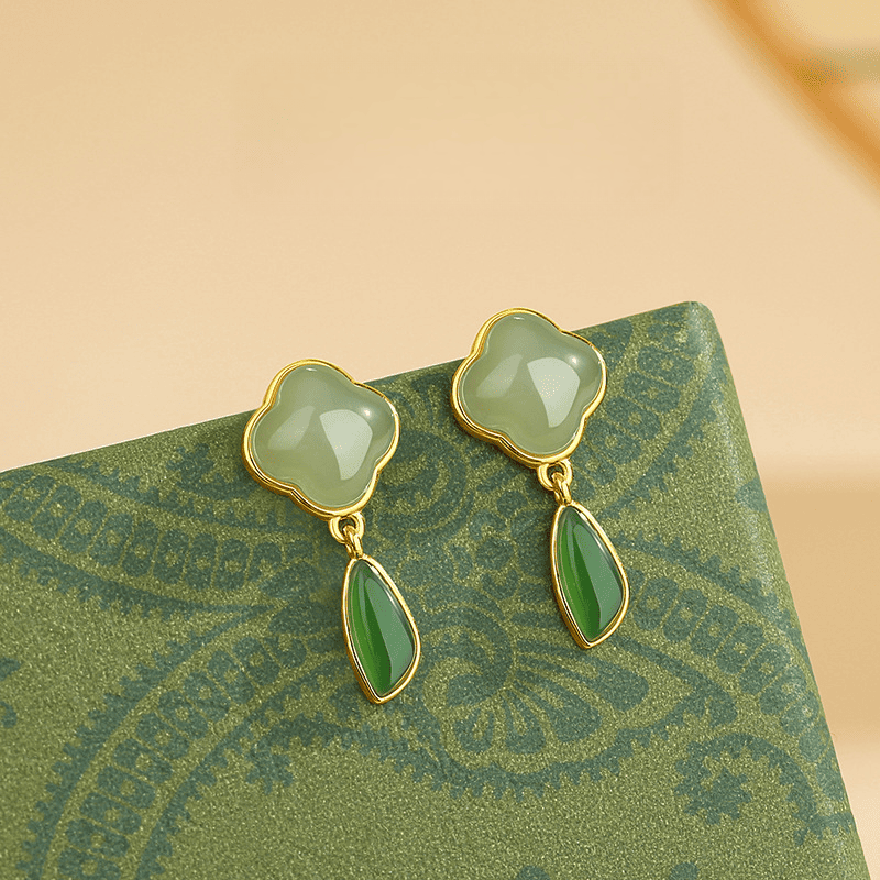 Clover Jade Drop Earrings