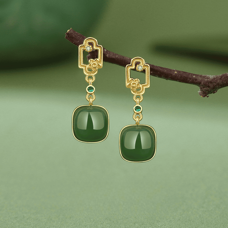 Emerald Jade Drop Earrings