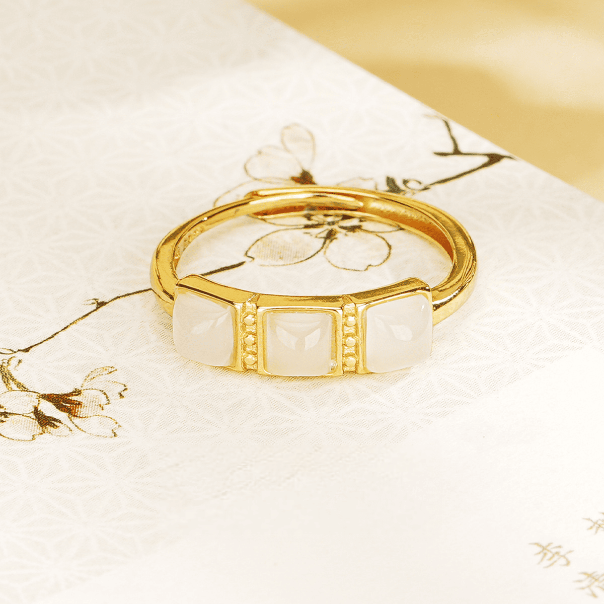 Triple Jade Square Ring