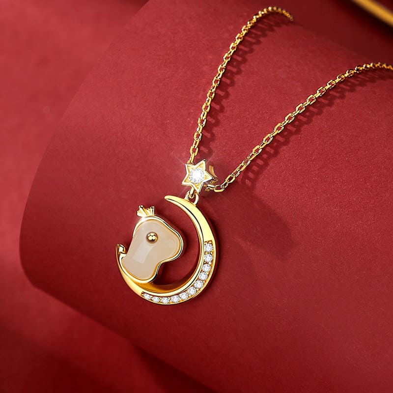 Moonlit Dragon Jade Pendant Necklace