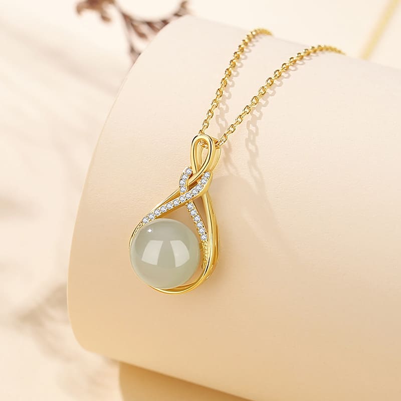 Infinity Twist Jade Pendant Necklace