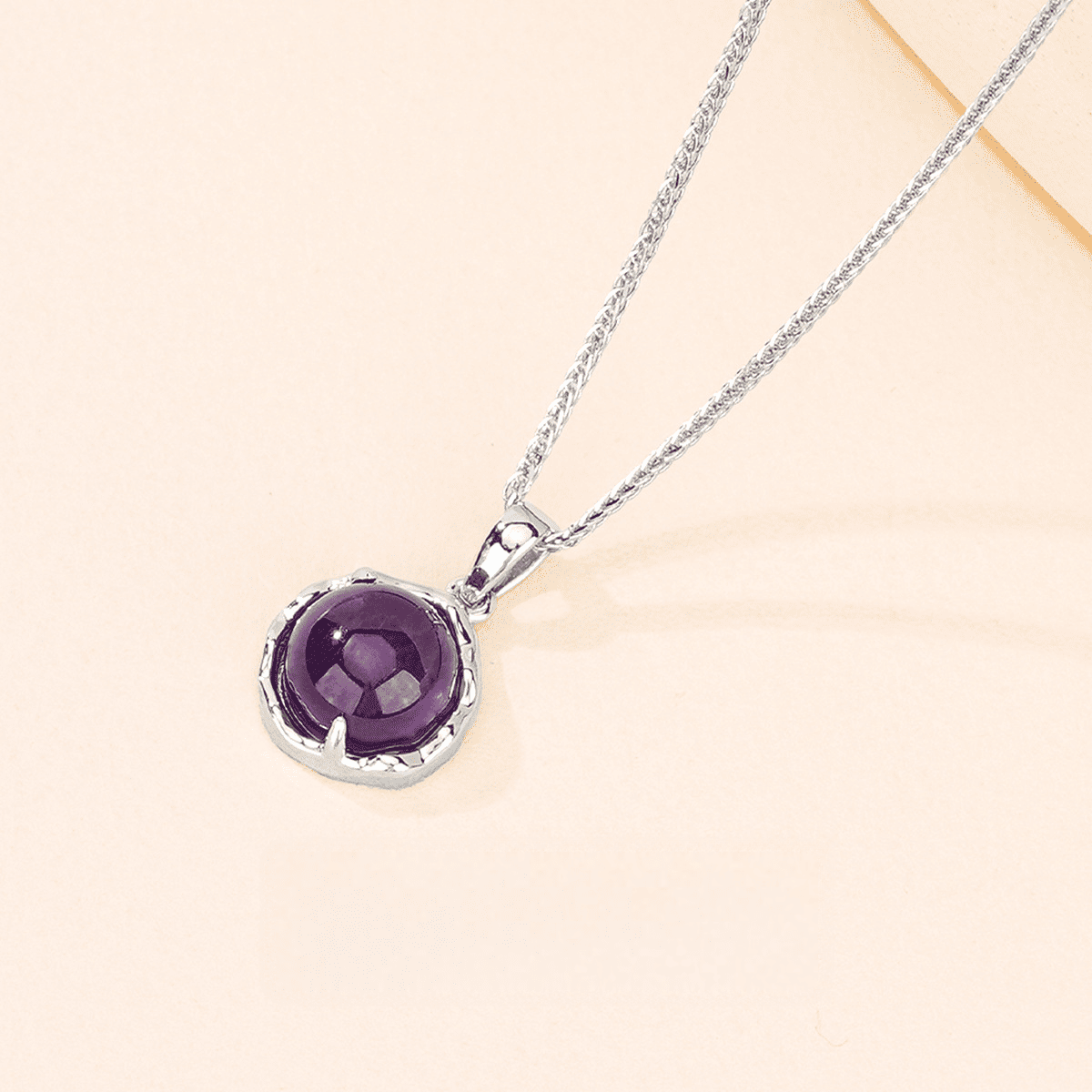 Amethyst Round Pendant Necklace