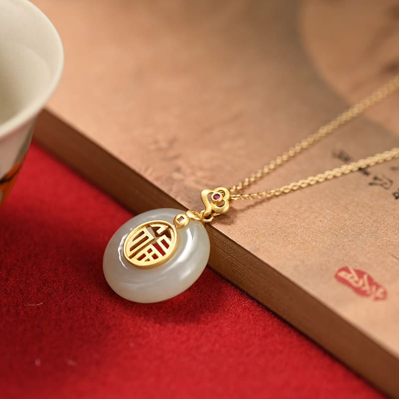 Golden Fu Jade Pendant