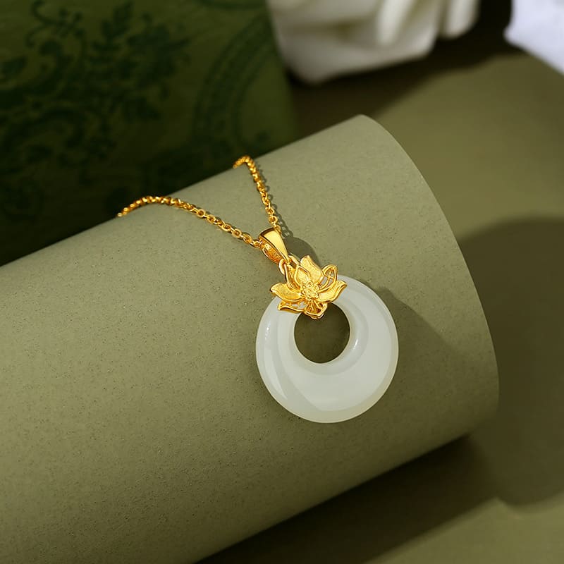 Lotus Serenity Jade Donut Necklace