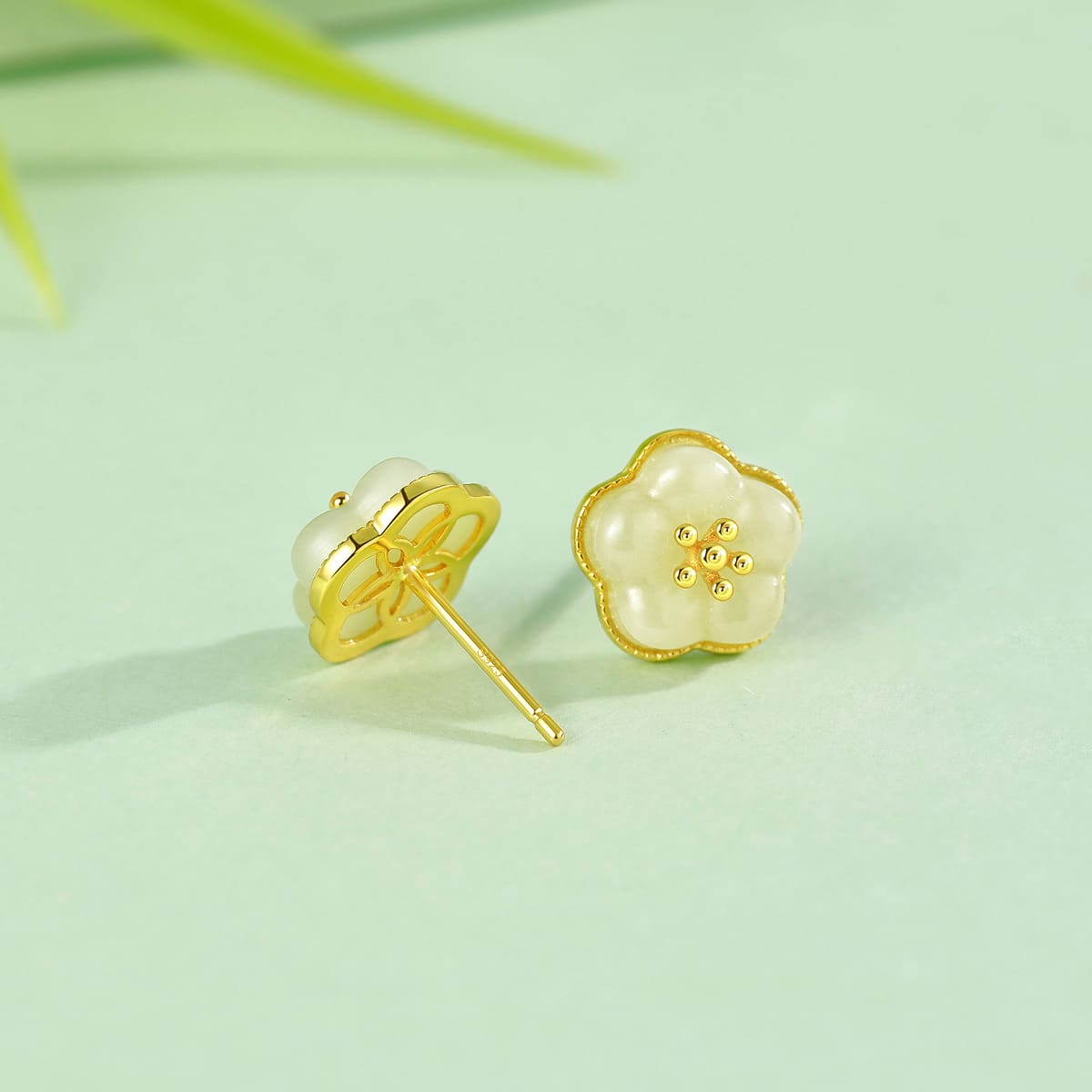 Jade Blossom Stud Earrings