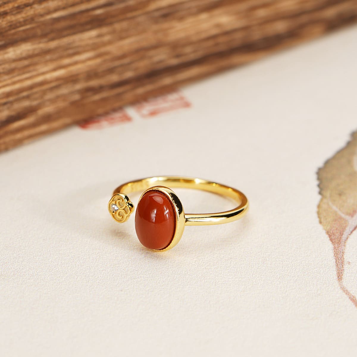 Red Agate Open Ring
