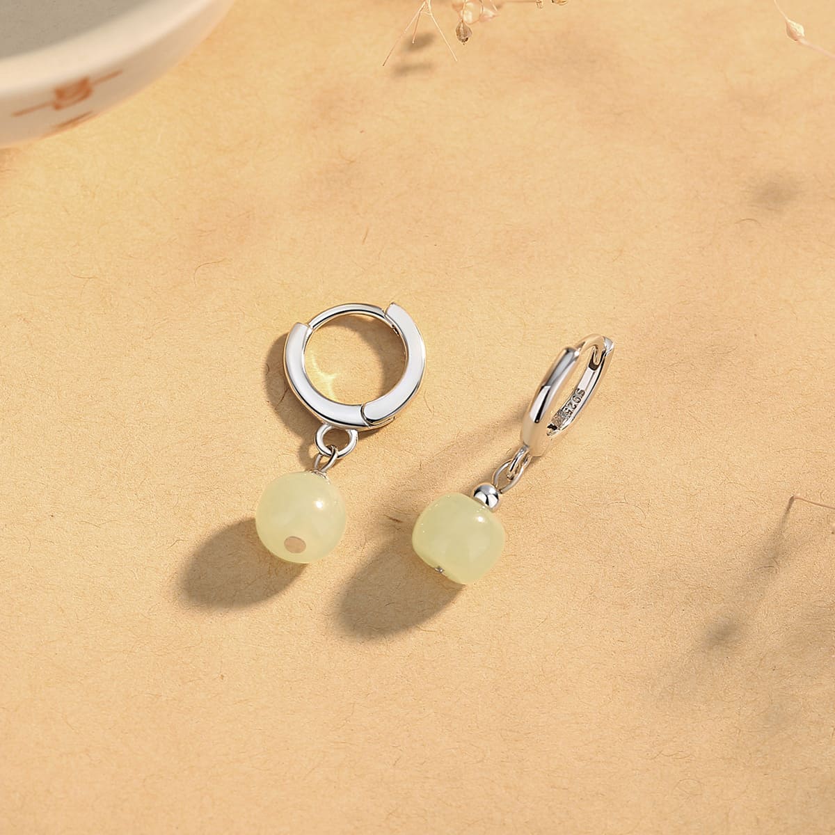 Minimalist Jade Hoop Earrings