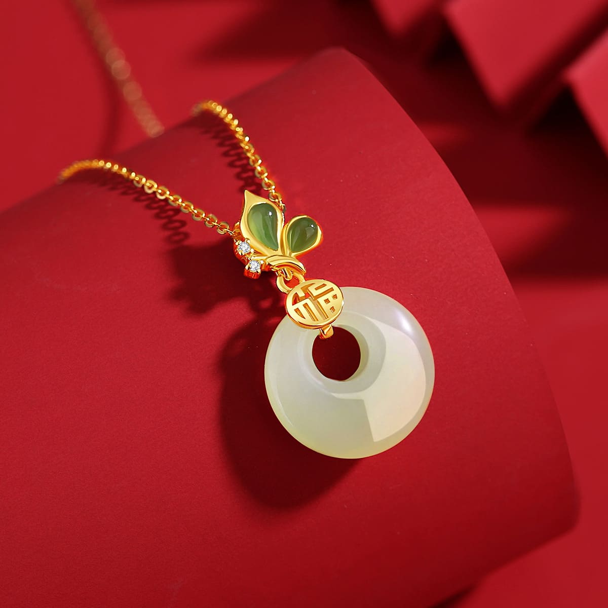 Butterfly & Ruyi Jade Donut Necklace