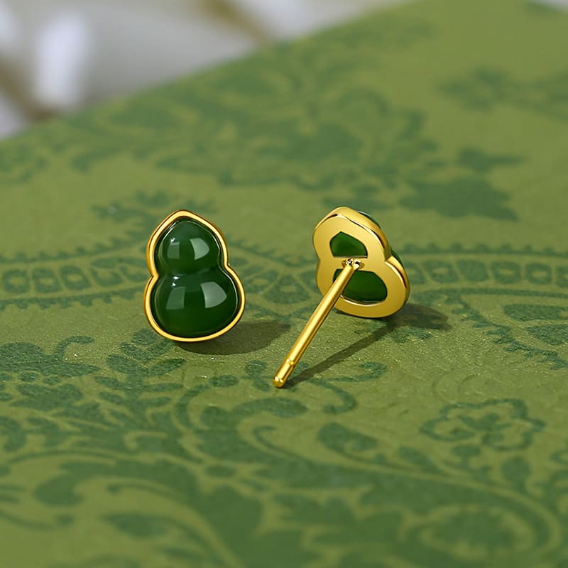 Jade Gourd Blessing Earrings
