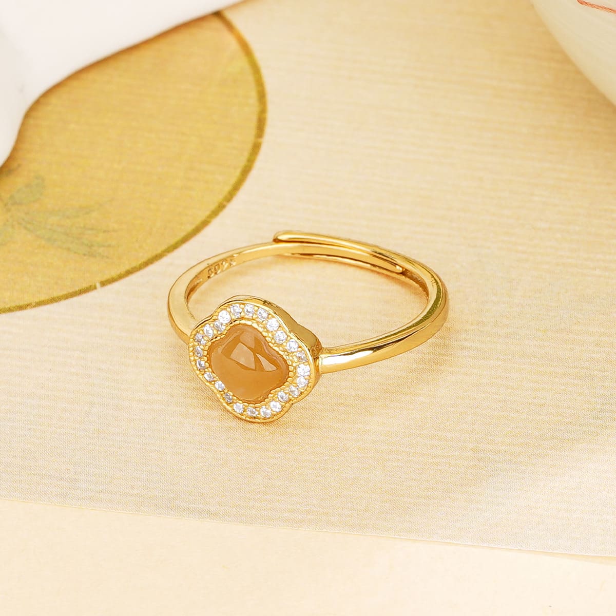 Lucky Clover Jade Ring