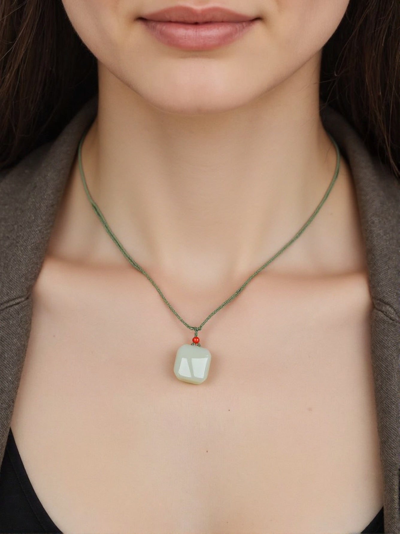 White Jade Square Guardian Pendant – Protection & Peace Necklace - JadeTale