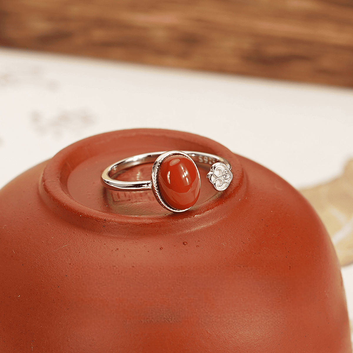 Red Agate Open Ring