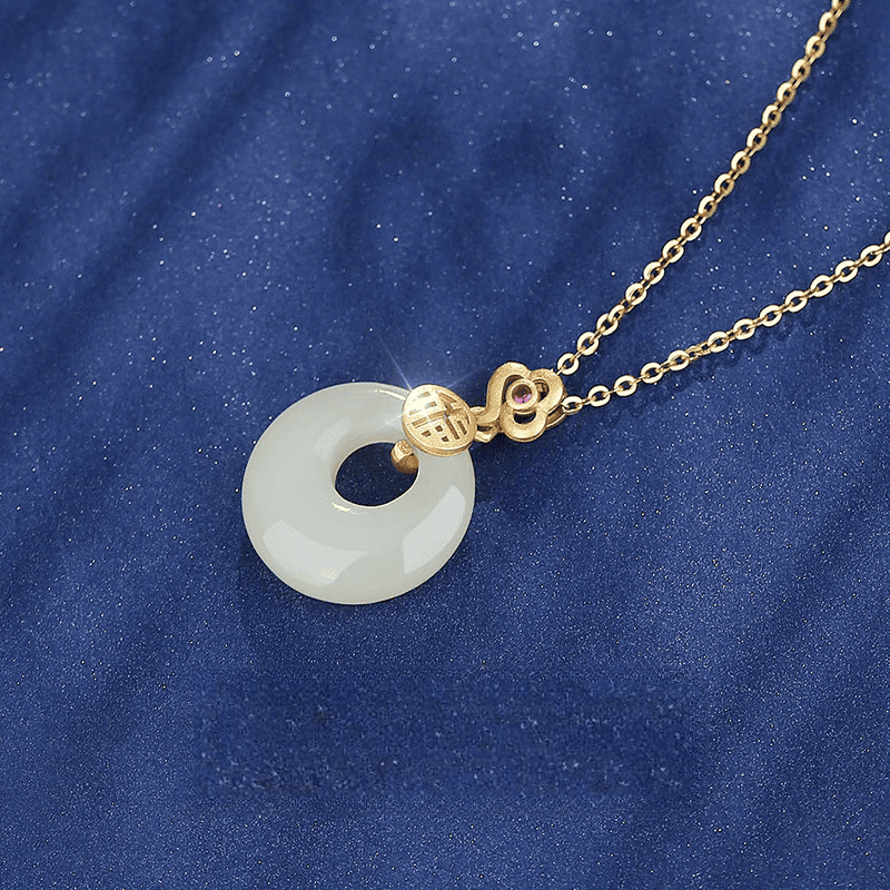 Serenity Ruyi Jade Circle Pendant Necklace