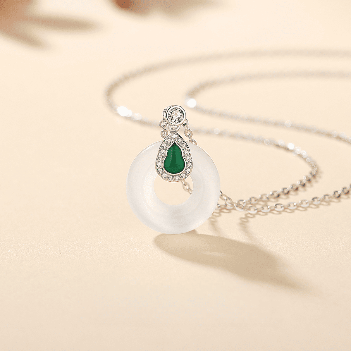 Jade Harmony Circle Pendant Necklace