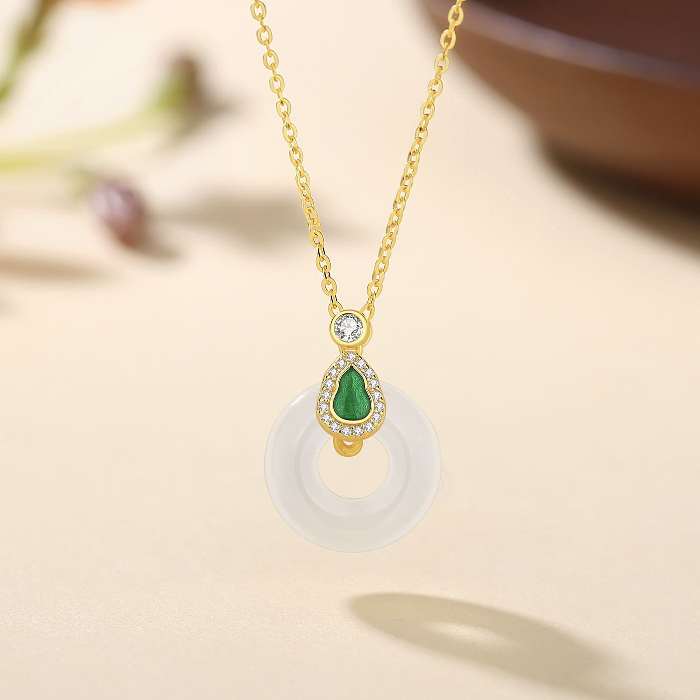 Jade Harmony Circle Pendant Necklace