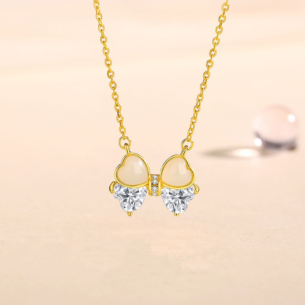 “Sweetheart Wings” Heart & Crystal Butterfly Necklace