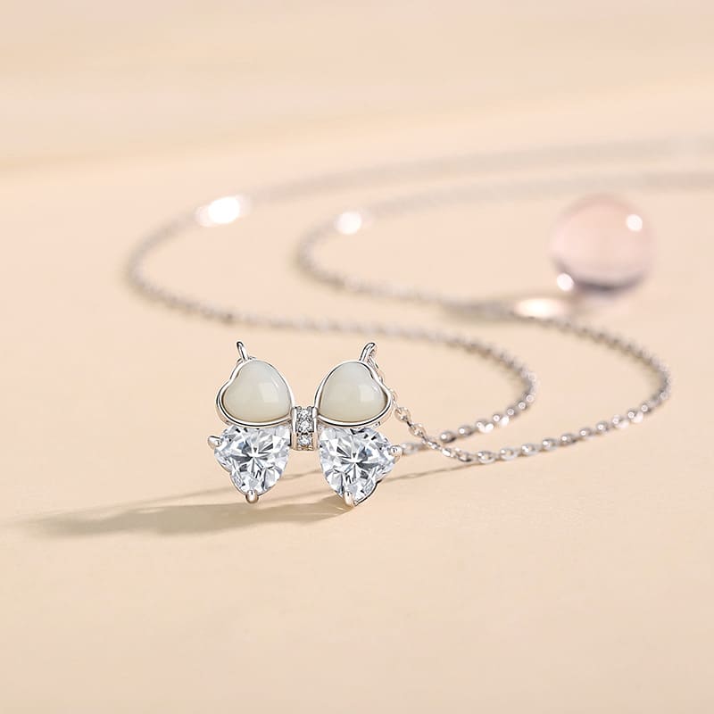 “Sweetheart Wings” Heart & Crystal Butterfly Necklace