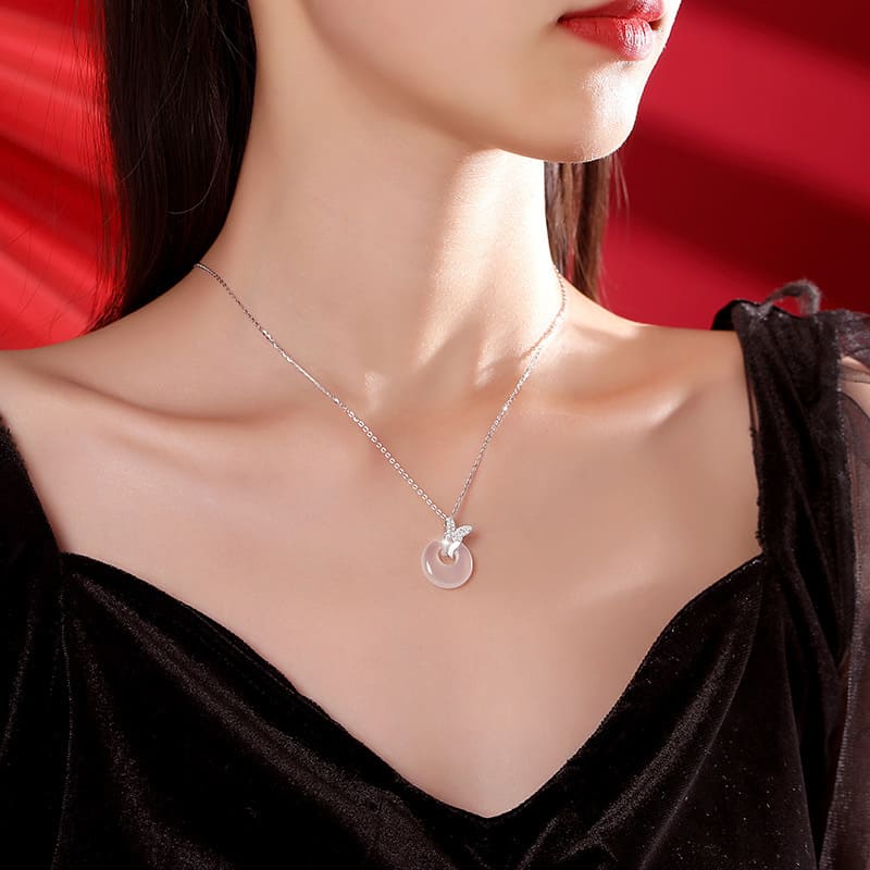 Butterfly Whisper Jade Donut Necklace