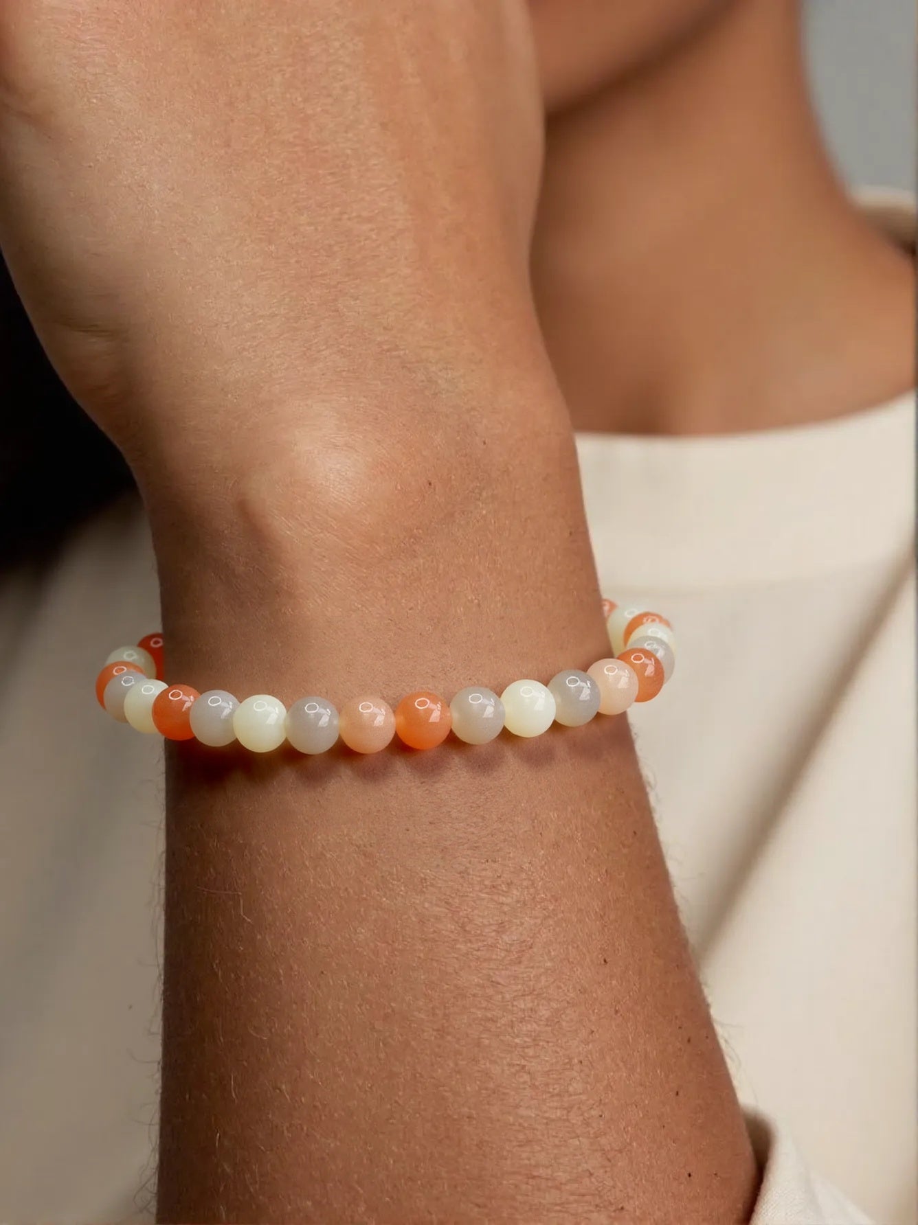 Moonstone bracelet emotional healing spiritual growth gemstone jewelry B0501 - JadeTale