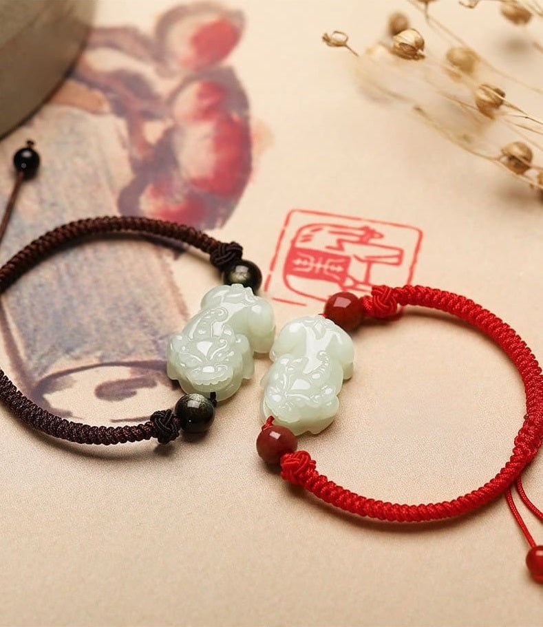 Jade Pixiu Bracelet – Handwoven String Talisman for Wealth, Luck & Protection - JadeTale