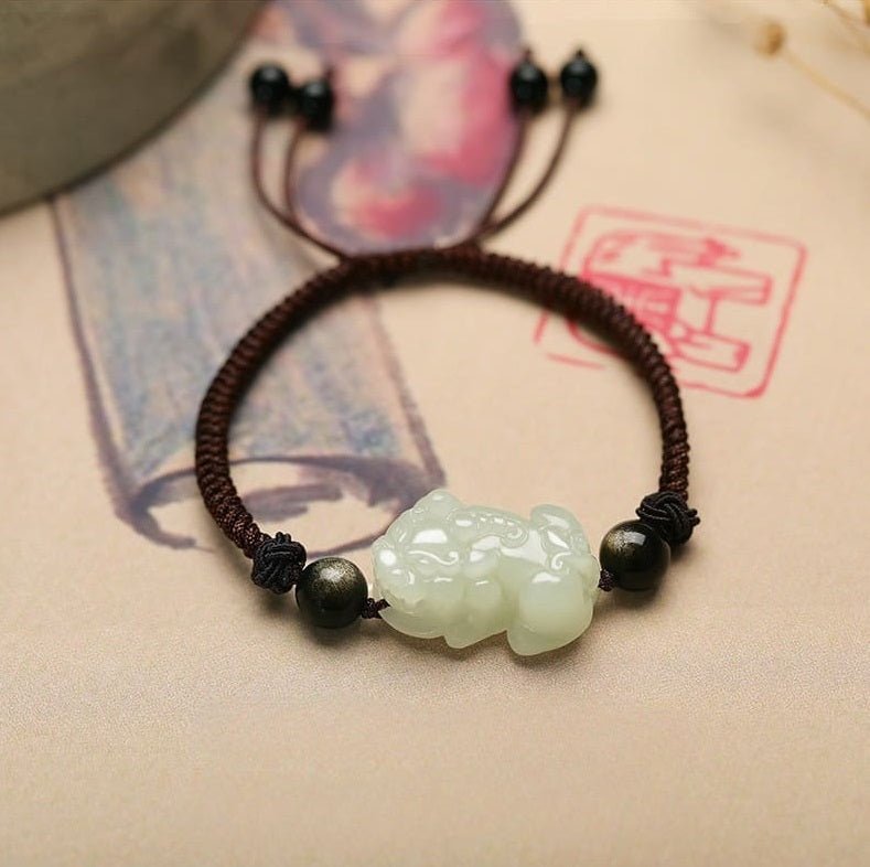 Jade Pixiu Bracelet – Handwoven String Talisman for Wealth, Luck & Protection - JadeTale