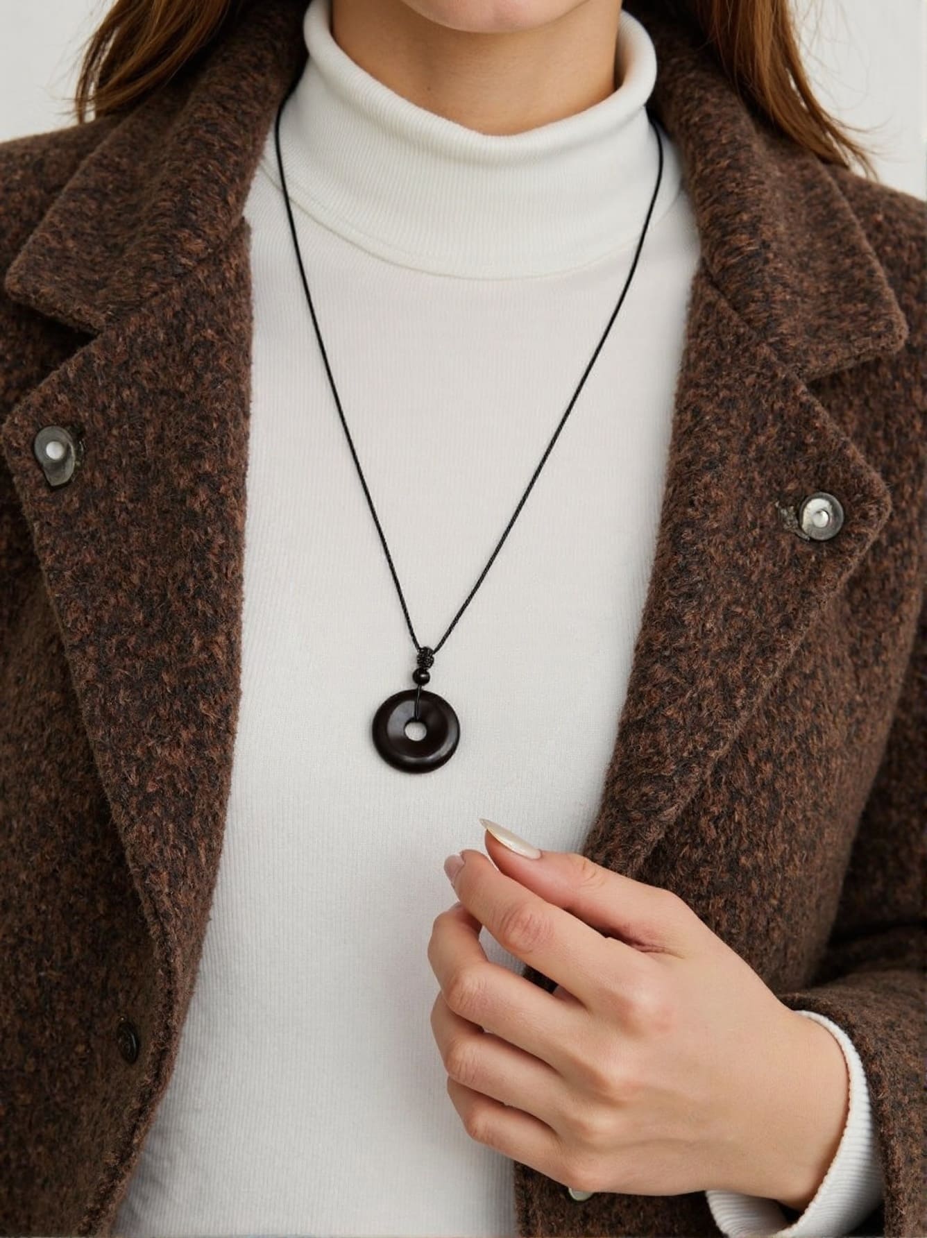 Obsidian Peace Buckle Necklace – Minimalist Talisman for Protection & Balance - JadeTale