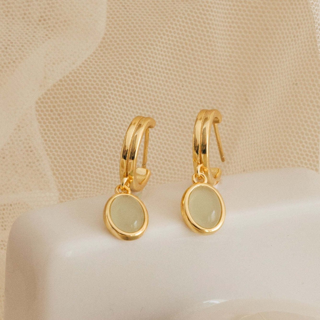 Green Aventurine quartz crystal earringlove healing wealth gemstone jewelry E0501 - JadeTale