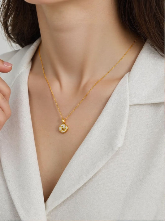 Butterfly and Lotus Jade Pendant Necklace