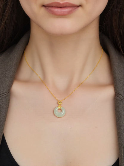 Serenity Ruyi Jade Circle Pendant Necklace
