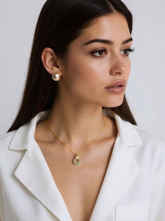 Butterfly Whisper Jade Circle Necklace