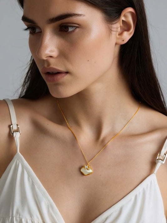 Butterfly Whisper Gold & White Jade Butterfly Pendant Necklace