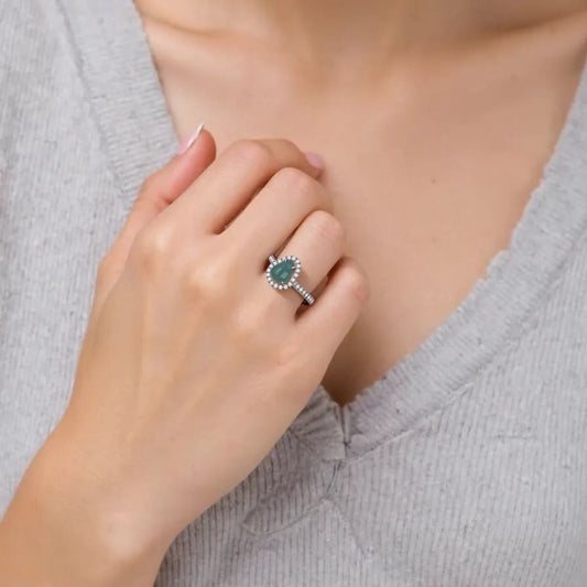 Silver Gourd Jade Ring
