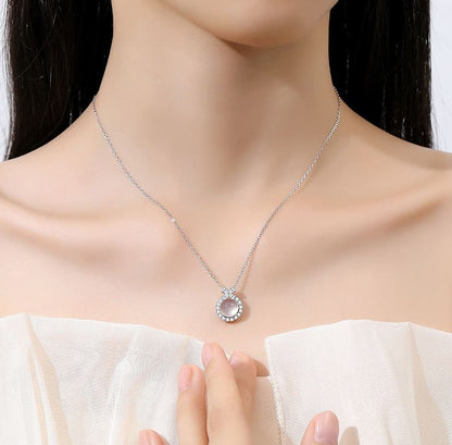 White Jade Halo Pendant Necklace