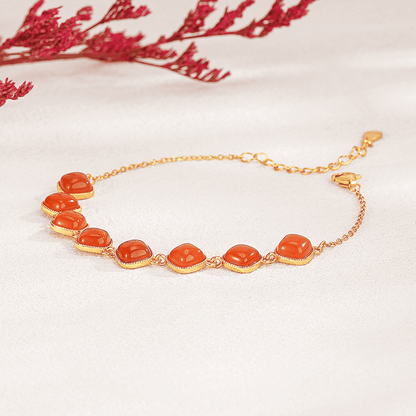 Red Agate Cushion-Cut Bracelet