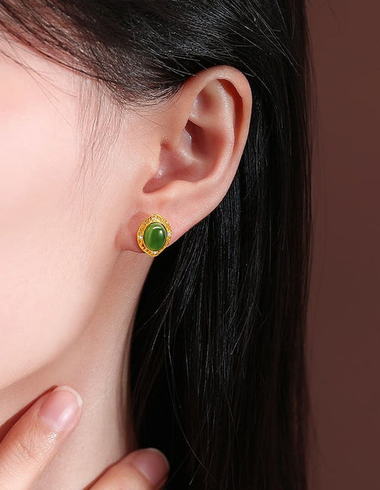 Imperial Jade Marquise Stud Earrings