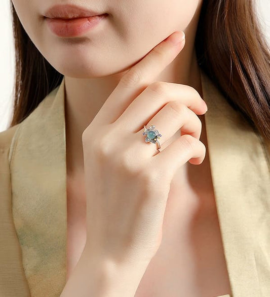 Blooming Jade Flower Ring
