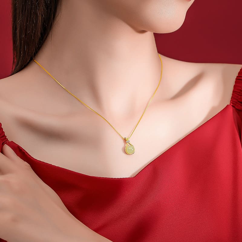 White Jade Orb Pendant Necklace